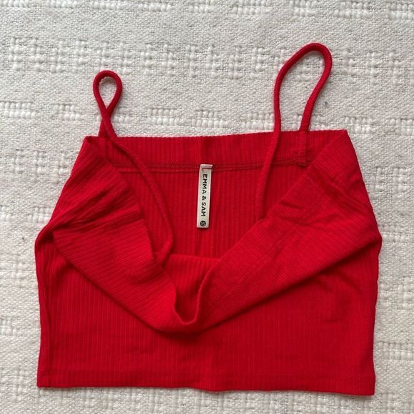 LF Emma & Sam Women's Red Ribbed Tube Top With Straps - Size XS - Picture 3 of 3